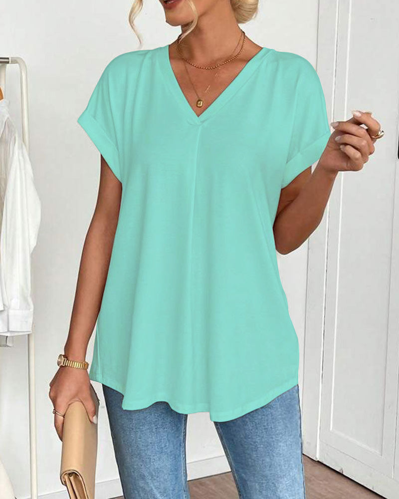 Camiseta feminina essencial para primavera e verão, casual e comfy.