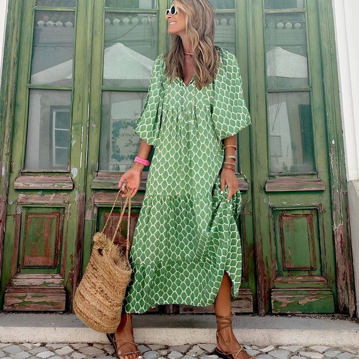 Vestido feminino confortável, estampa floral de verão, ideal para passeios e eventos da primavera-verão.