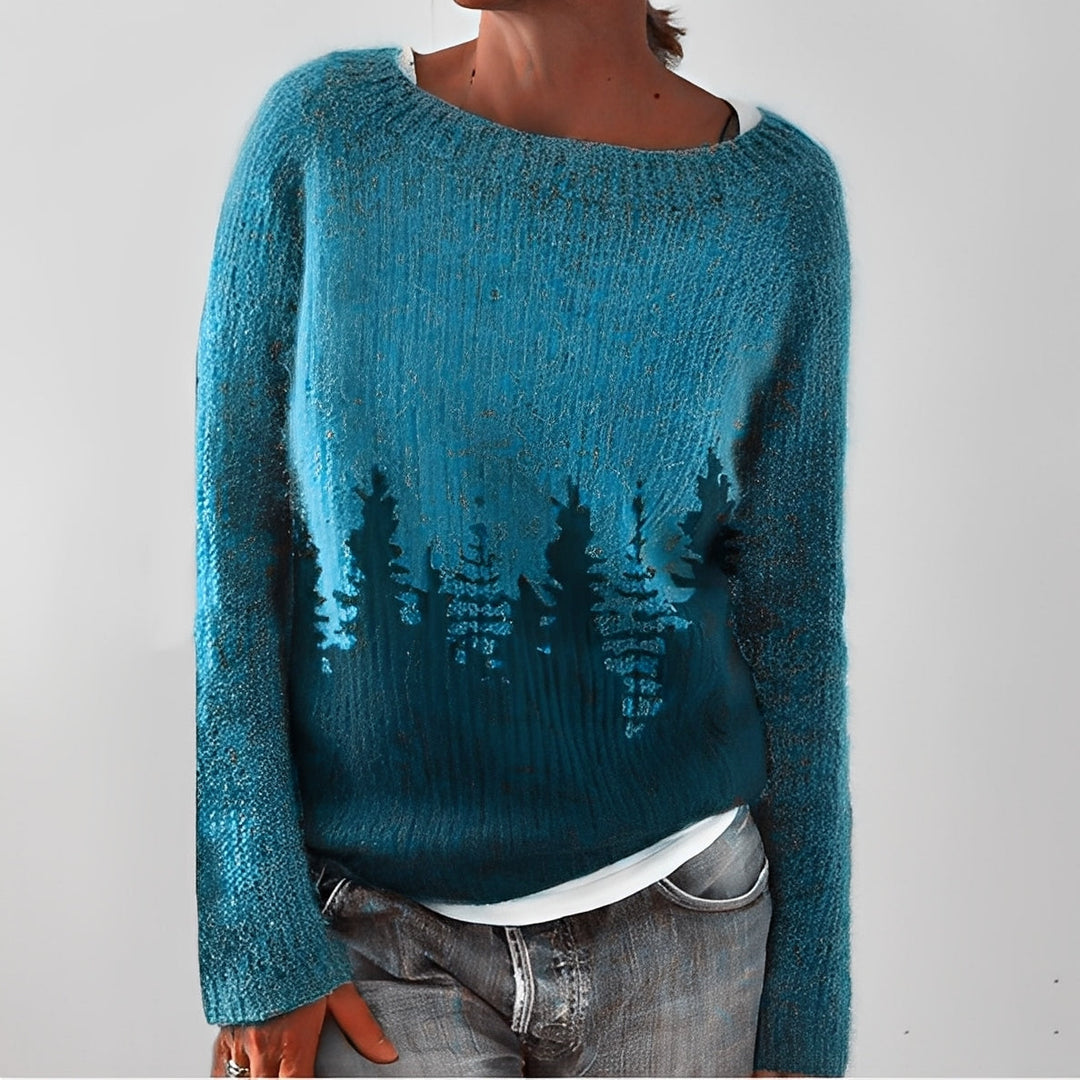 Camisola feminina de inverno, gola redonda, confortável e quente para dias frios.