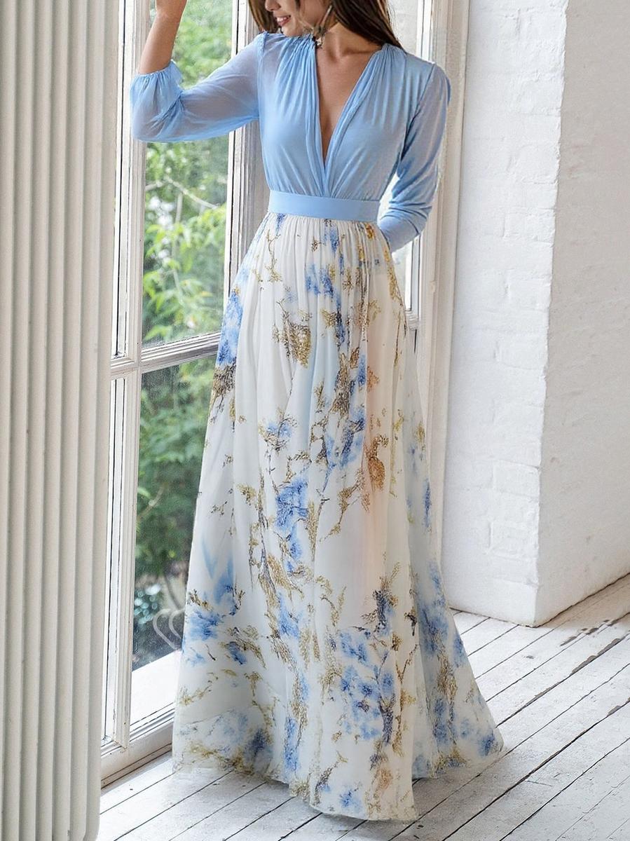 Vestido floral longo feminino elegante para verão e primavera, estampa vibrante, ideal para look casual ou chic.