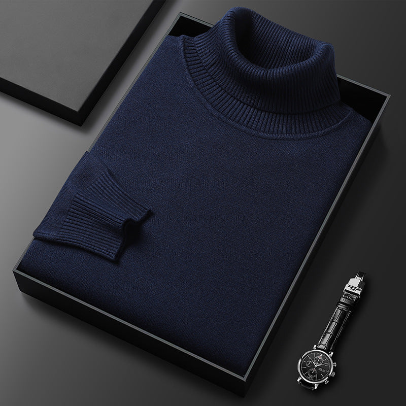 Camisola masculina gola alta cinza, ajustada e versátil, perfeita para looks de inverno.