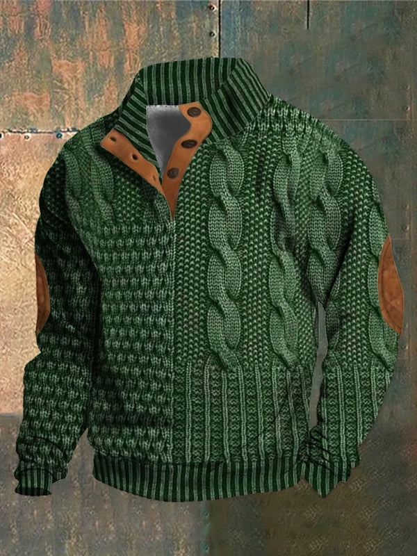 Suéter masculino elegante gola redonda, perfeito para look casual ou sofisticado no inverno.