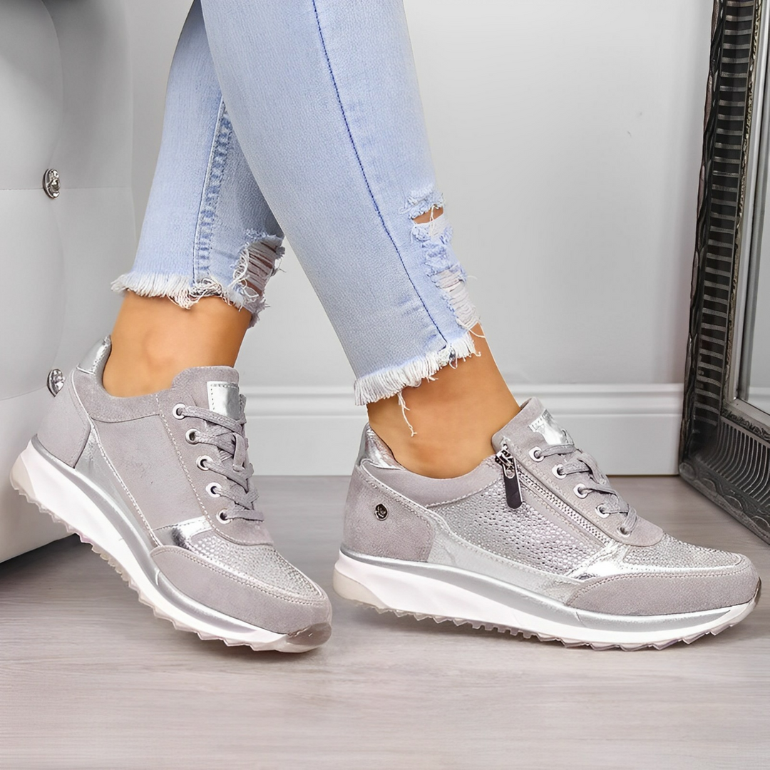 Sapatos femininos slip-on para caminhada, confortáveis e frescos para o dia a dia.