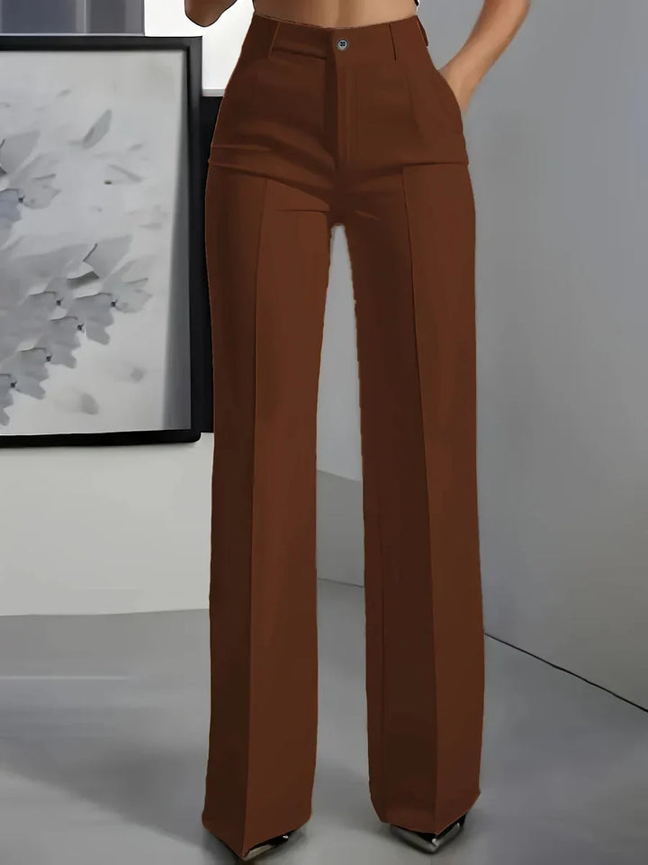 Calça casual feminina de cintura alta, proporciona conforto e estilo para o seu dia a dia.