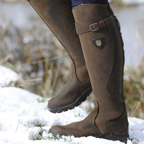 Calçado feminino de equitação impermeável, perfeito para outono/inverno, unindo estilo, conforto e durabilidade.