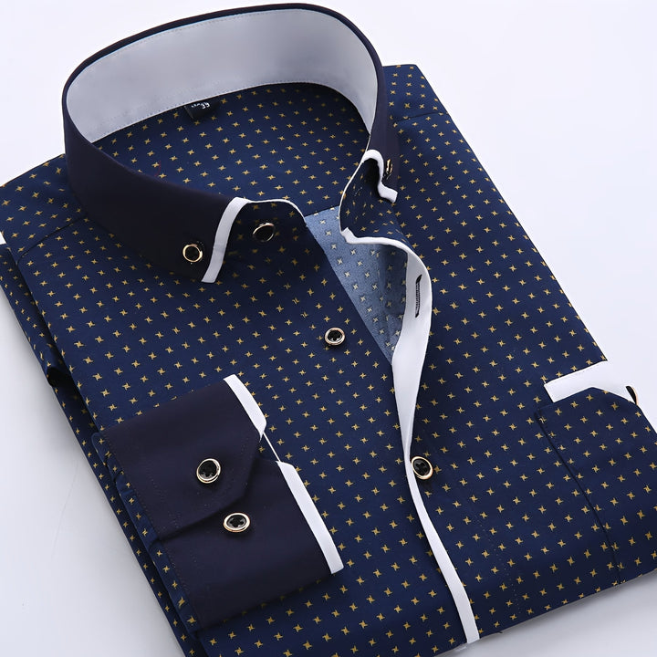 Camisa masculina de manga longa vermelha, elegante e clássica. Ideal para looks formais ou toques de cor no casual.