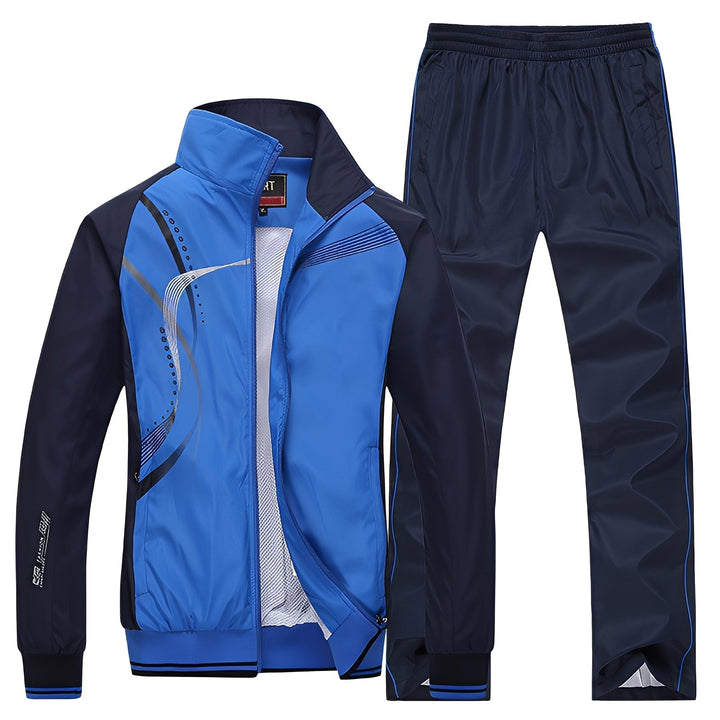 Conjunto completo masculino: jaqueta e calça, perfeito para um look de estilo e conforto duradouro.