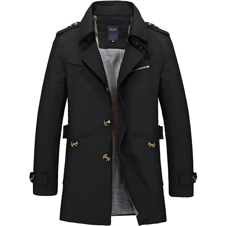 Casaco trench masculino versátil, ideal para outono e primavera. Adicione elegância ao seu vestuário.