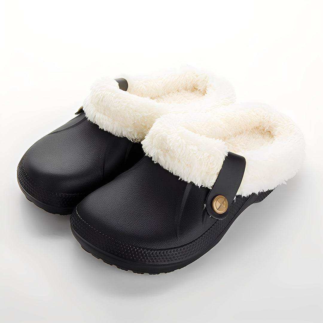 Par de clogs femininos Melba quentes e impermeáveis, perfeitos para proteção e conforto no inverno.