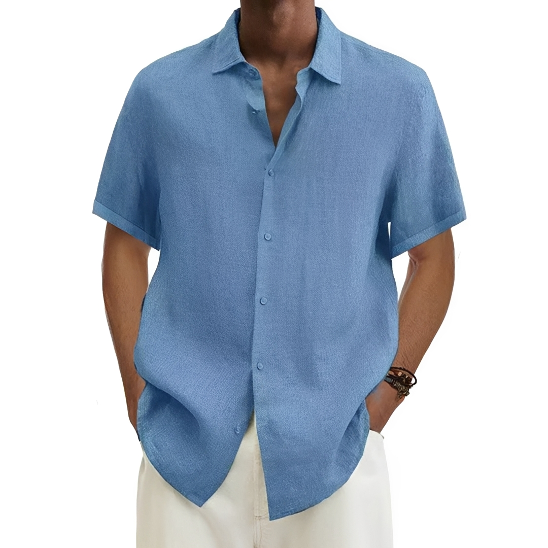 Polo masculino leve e respirável, essencial para o conforto nos dias quentes de verão.