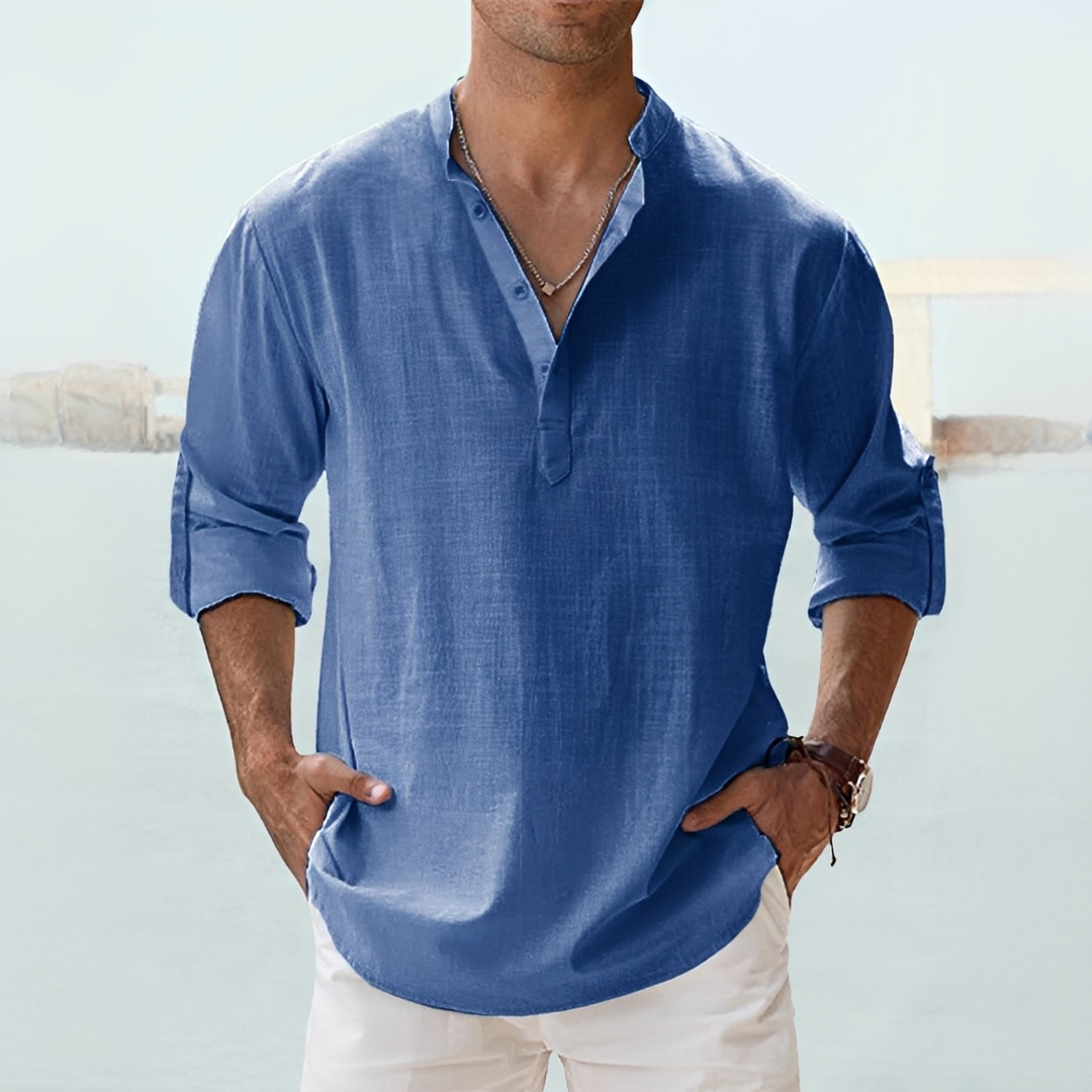 Camisa masculina Terense: o equilíbrio perfeito entre moda, conforto e estilo elegante para o verão.