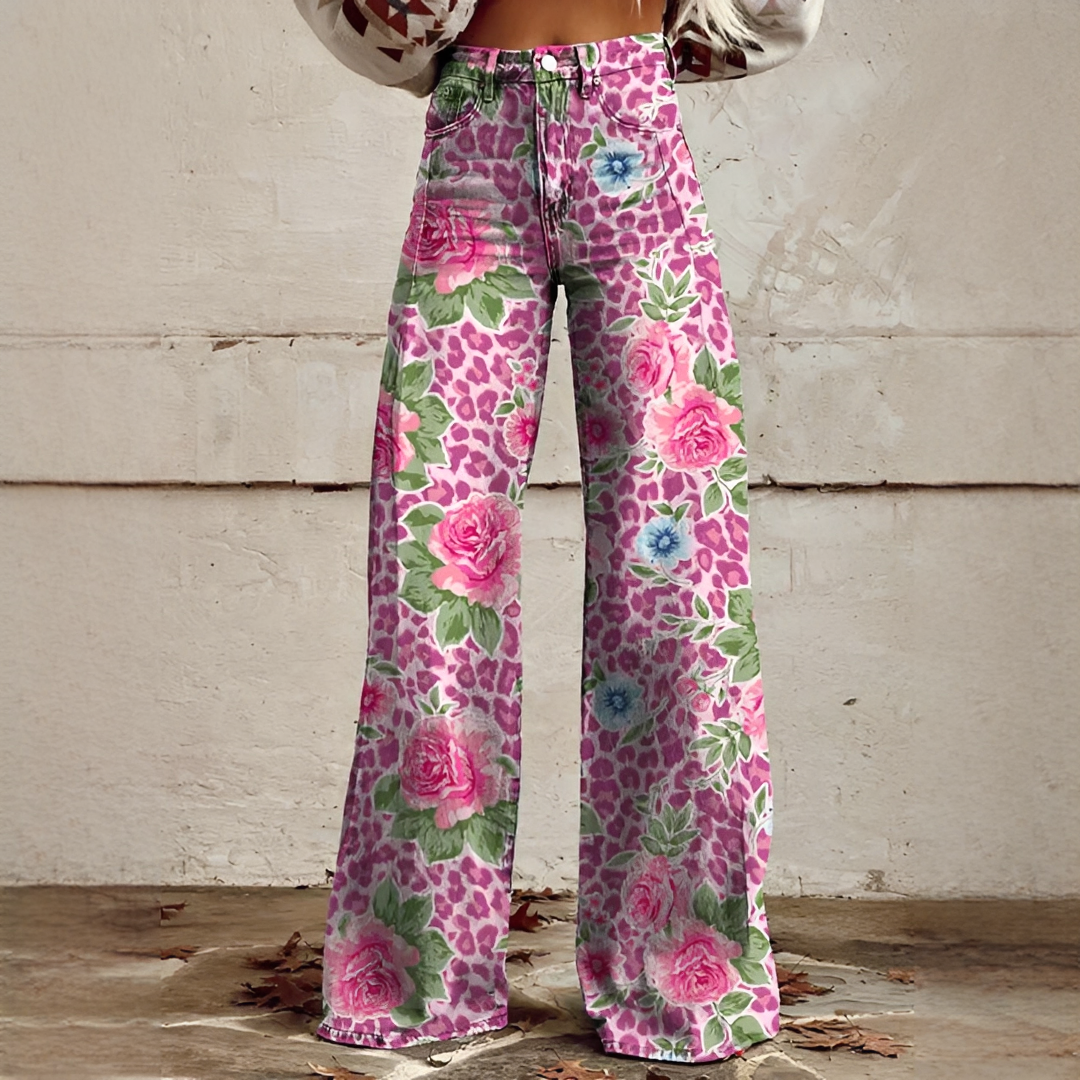 Calças femininas elegantes de perna larga, ideais para estilo casual de verão e conforto em viagens.