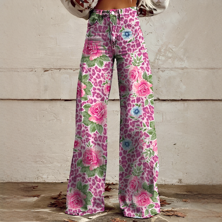 Calças femininas elegantes de perna larga, ideais para estilo casual de verão e conforto em viagens.
