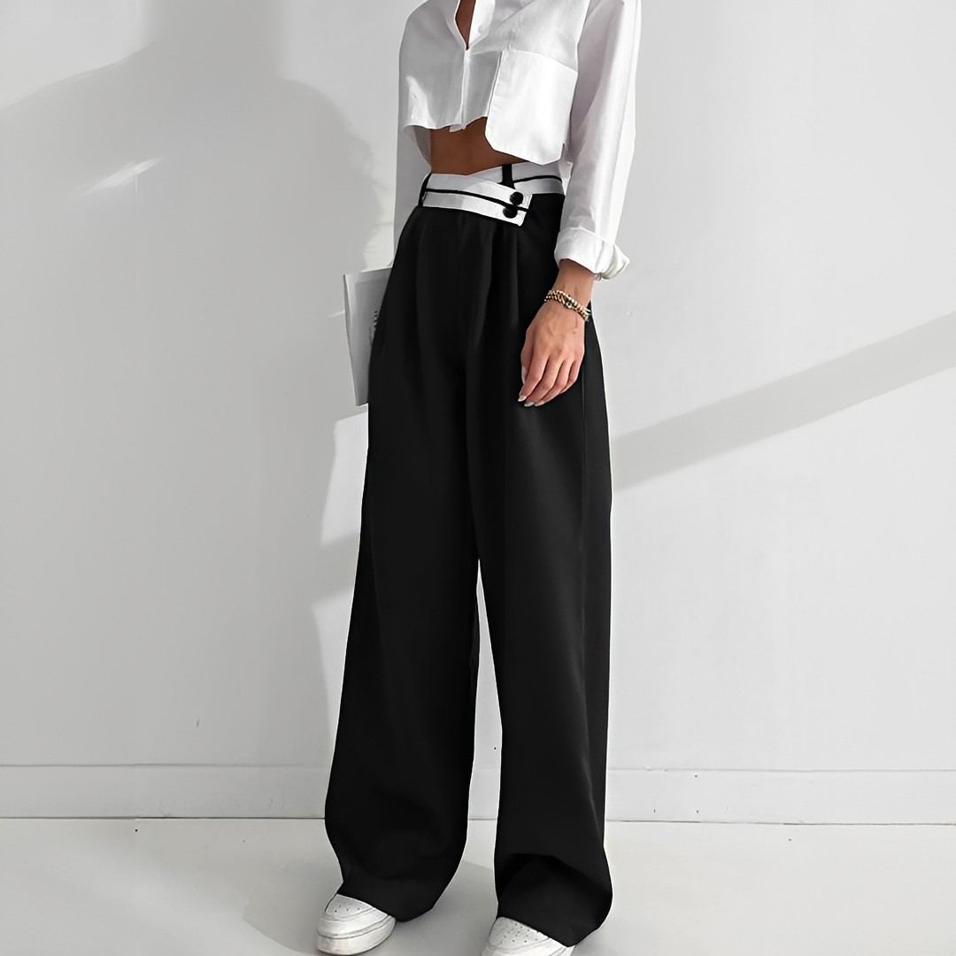 Calças femininas elegantes de perna larga, super estilosas para moda verão. Conforto e versatilidade para looks casuais.