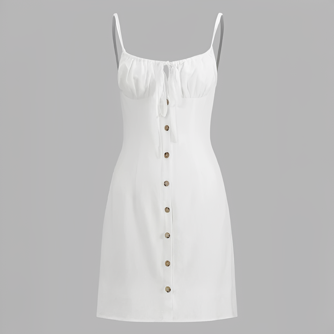 Vestido de verão feminino mini, design elegante e moderno. Ideal para moda praia ou looks casuais e chic.