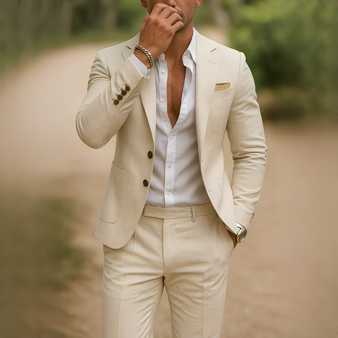 Conjunto formal masculino slim fit para negócios e casamentos. Estilo elegante e moderno.