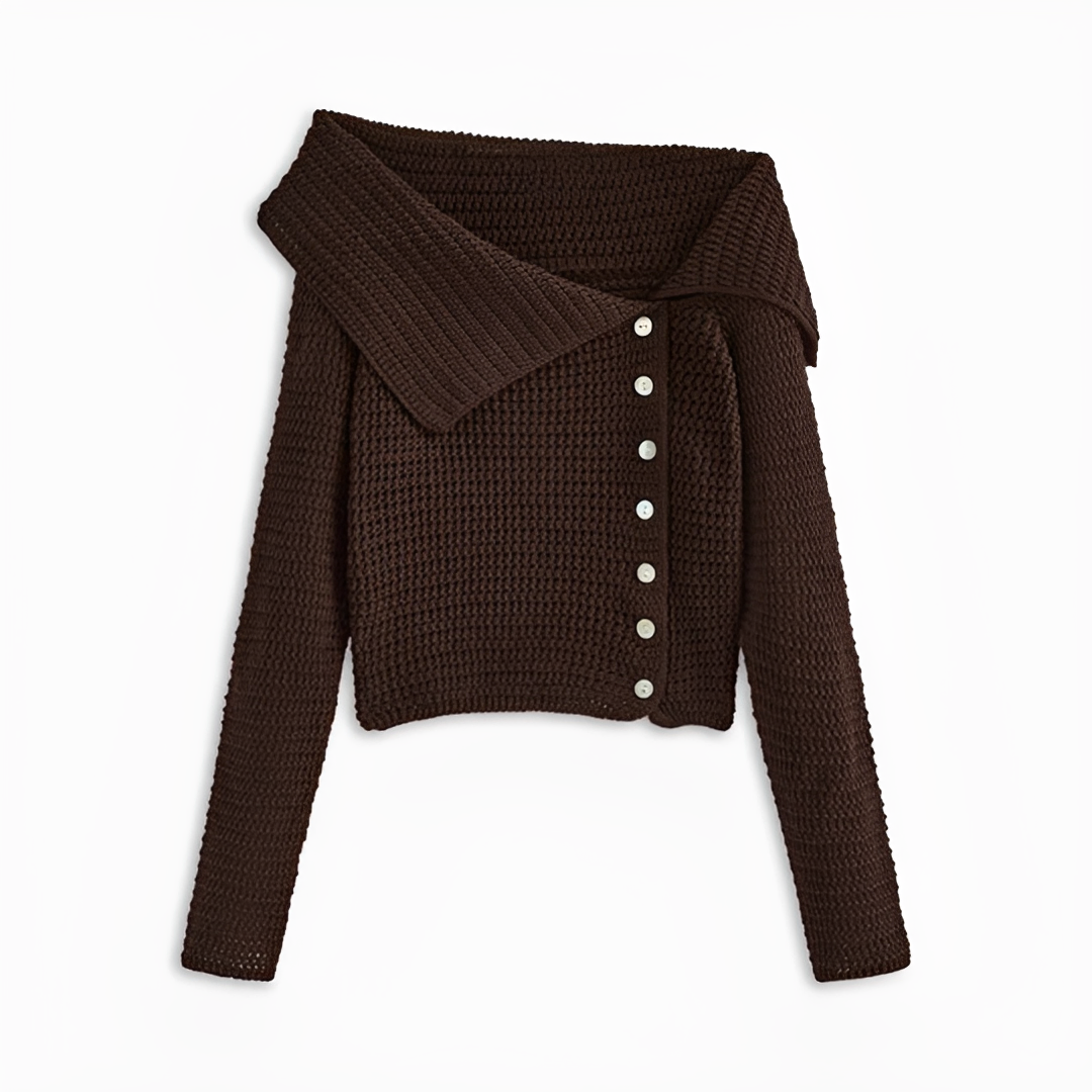 Pulôver feminino assimétrico Ginalyn, design um ombro. Suéter elegante e versátil para moda casual de inverno.