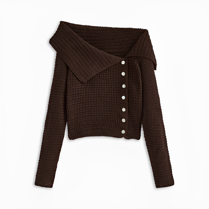 Pulôver feminino assimétrico Ginalyn, design um ombro. Suéter elegante e versátil para moda casual de inverno.