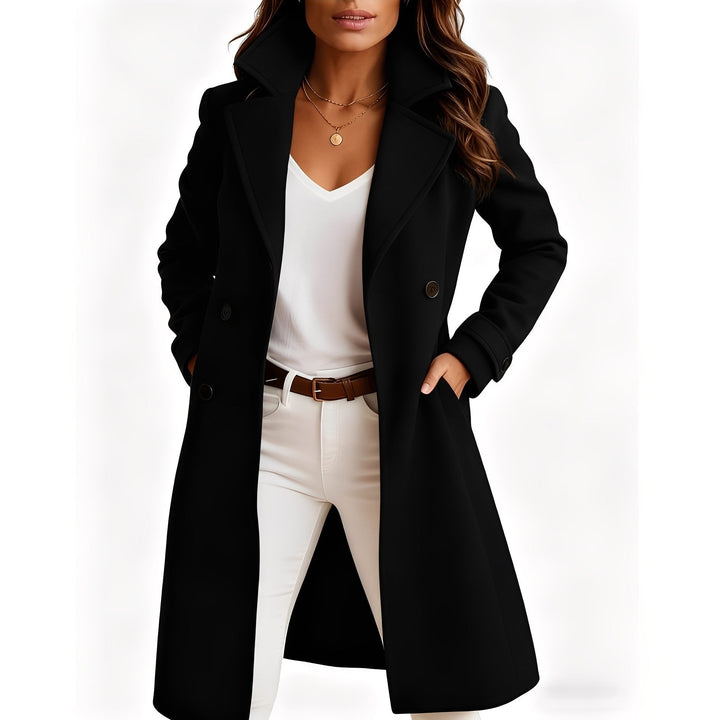 Casaco feminino elegante e comprido com bolsos. Disponível em cores variadas, tamanhos grandes, perfeito para inverno.