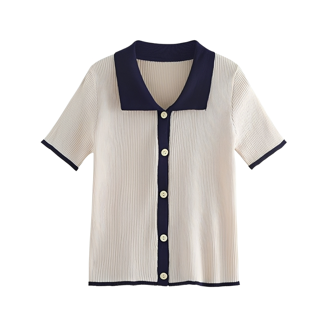 Blusa feminina com colarinho para estilo diário descomplicado. Top elegante e confortável, perfeito para o verão casual.