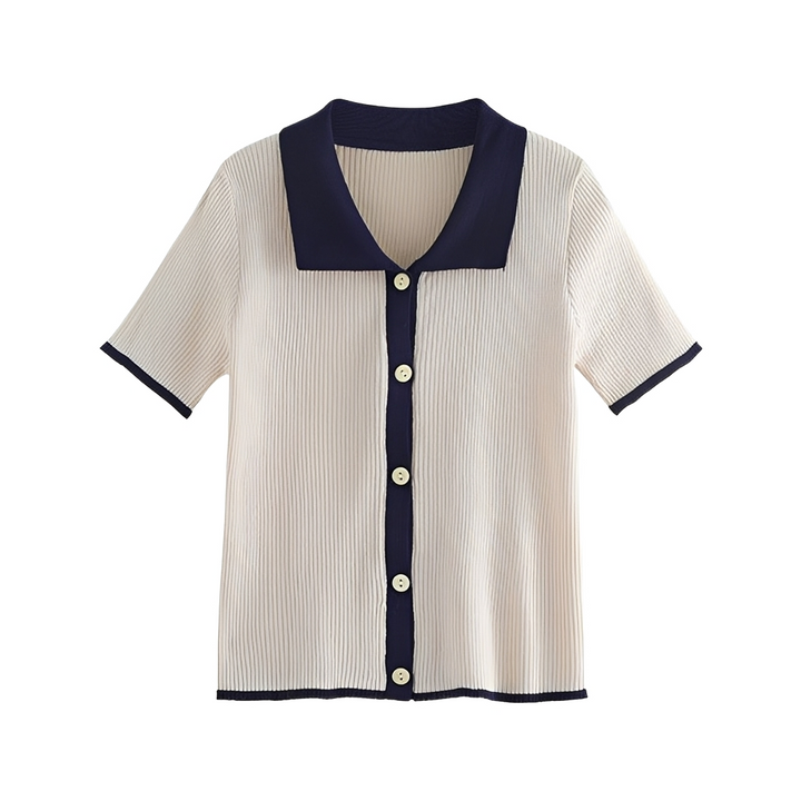 Blusa feminina com colarinho para estilo diário descomplicado. Top elegante e confortável, perfeito para o verão casual.