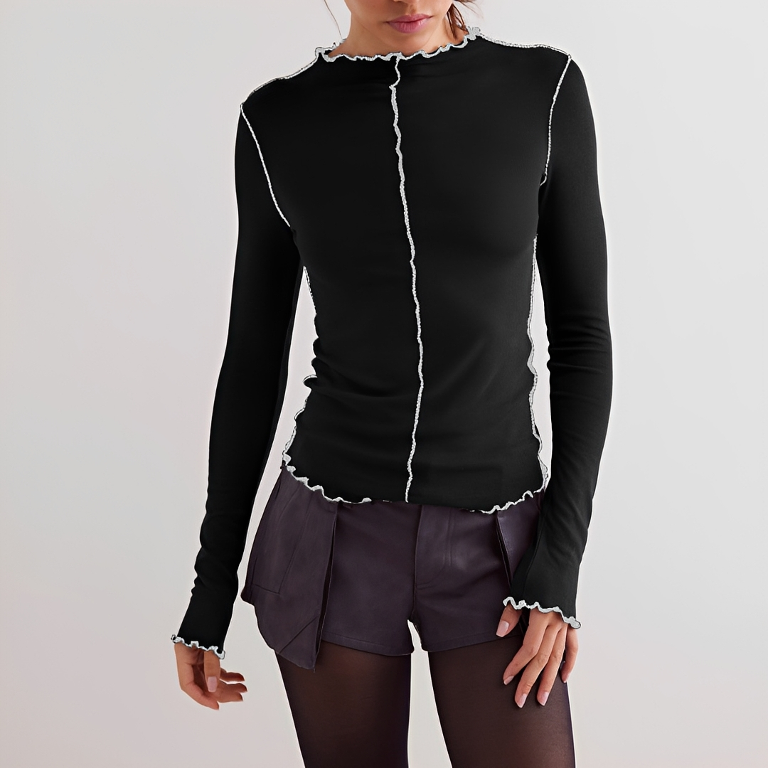 Roupa feminina casual: camisa de manga comprida com ajuste slim para moda diária e toque feminino.