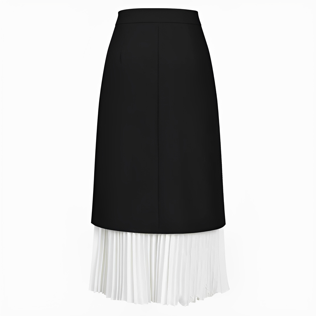 Saia longa plissada elegante para mulher. Perfeita para looks de primavera/verão, casual chique. Tendência moda feminina.