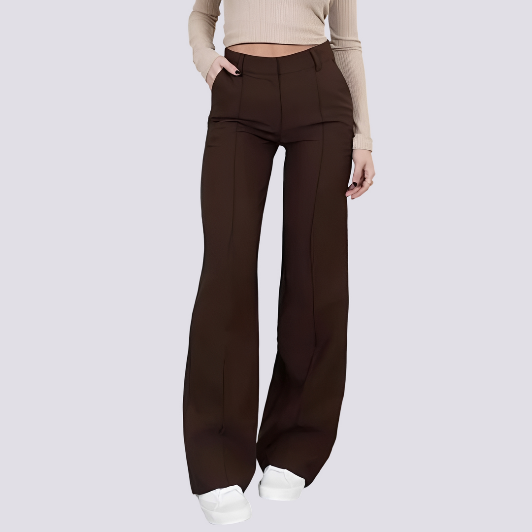 Calças casuais femininas com cintura alta, perfeitas para roupa diária e estilo moderno e confortável.