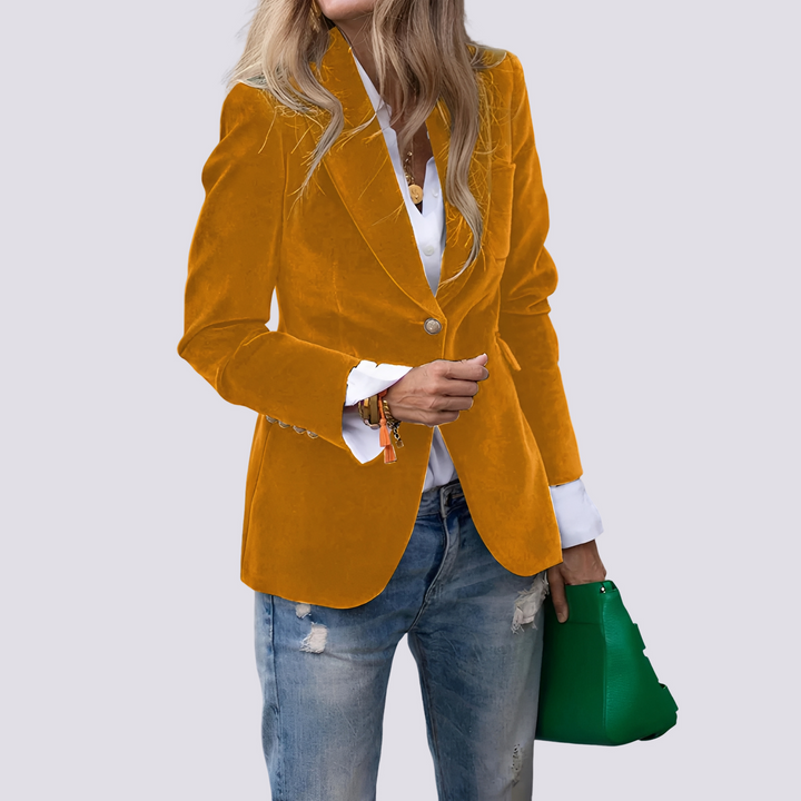 Blazer feminino elegante e formal, ideal para estilo profissional e moda executiva no escritório.