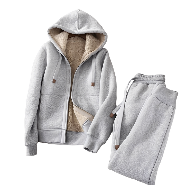 Conjunto feminino de moletom casual e confortável para lazer. Perfeito para inverno, loungewear ou viagem.