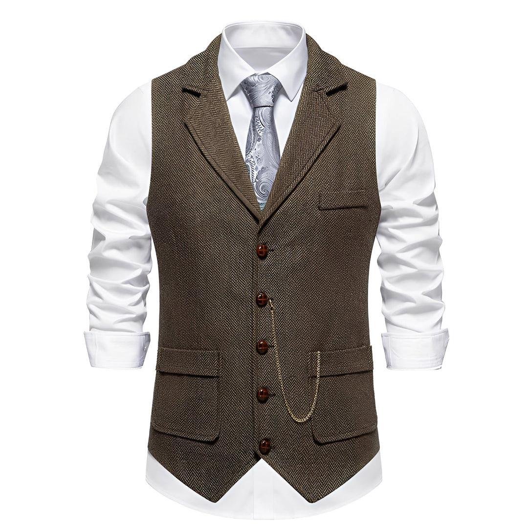 Colete masculino casual Luther, versátil para moda outono/inverno. Roupa masculina com toque clássico e elegante.