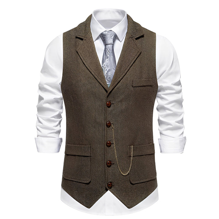 Colete masculino casual Luther, versátil para moda outono/inverno. Roupa masculina com toque clássico e elegante.