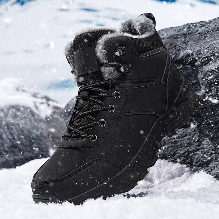 Botas masculinas para exterior, quentes e duráveis, ideais para atividades na neve e temperaturas baixas.