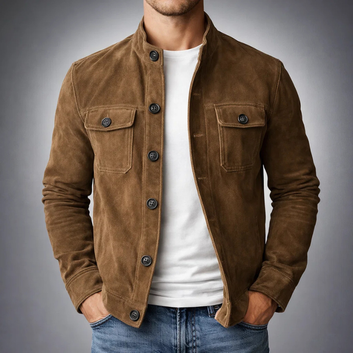 Jaqueta masculina sofisticada, estilo moderno para homens confiantes. Casaco elegante e confortável.