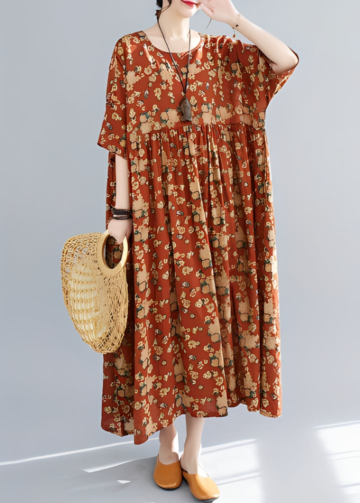 Vestido de verão feminino estampado Mariam, leve e confortável com caimento solto, ideal para dias quentes.
