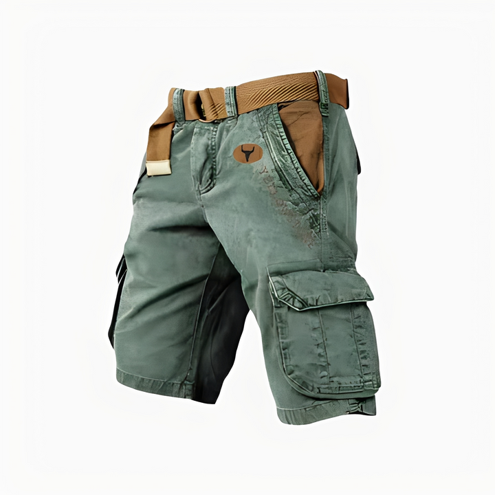 Calções masculinos confortáveis, modelo cargo descontraído para o dia a dia.