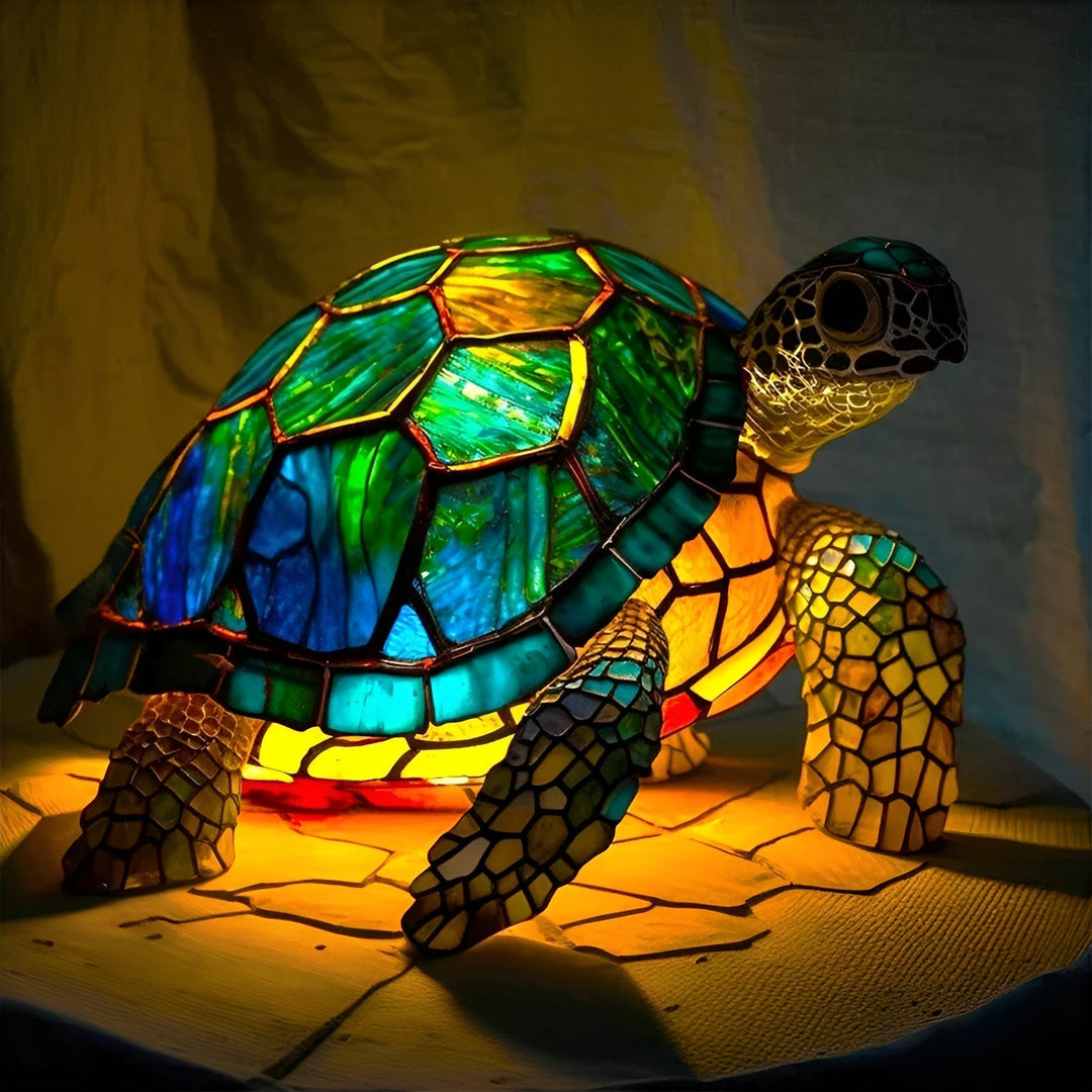 Luminária decorativa tartaruga Molokai com luz relaxante, ideal para decoração de ambientes e presentes únicos.