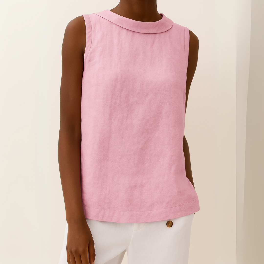 Top feminino estilo elegante para o verão. Blusa sem mangas leve, casual e fresca para dias quentes.