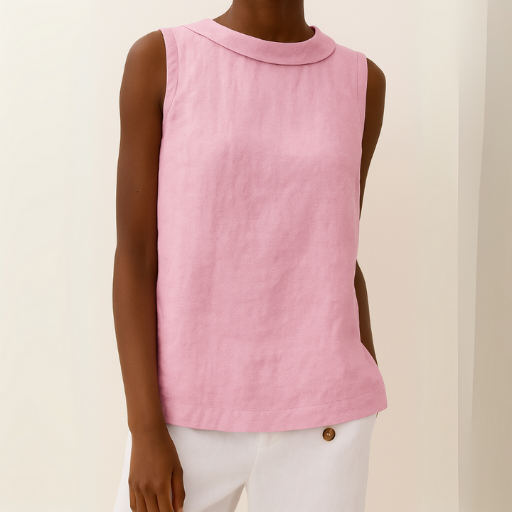 Top feminino estilo elegante para o verão. Blusa sem mangas leve, casual e fresca para dias quentes.