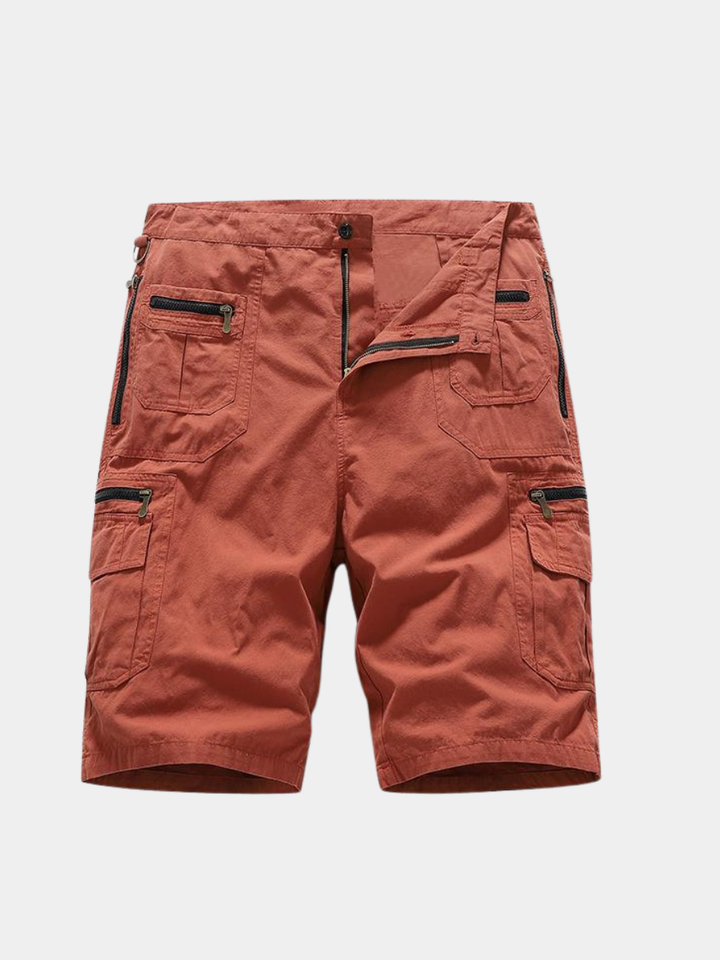 Calções masculinos casuais azuis para verão, com bolsos e cintura elástica. Ideais para conforto diário e lazer.