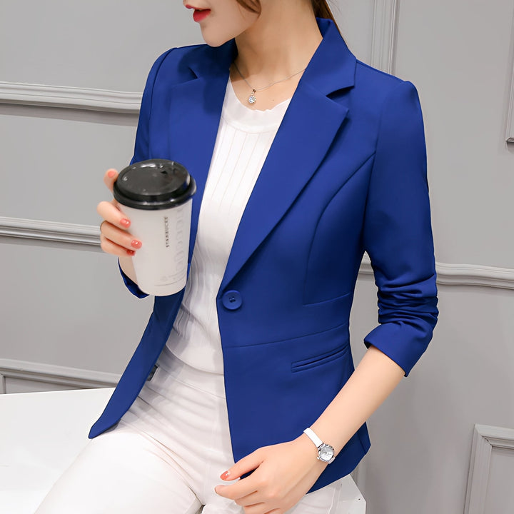 Blazer feminino elegante Lindy para mulheres. Ideal para escritório e eventos casuais chiques.