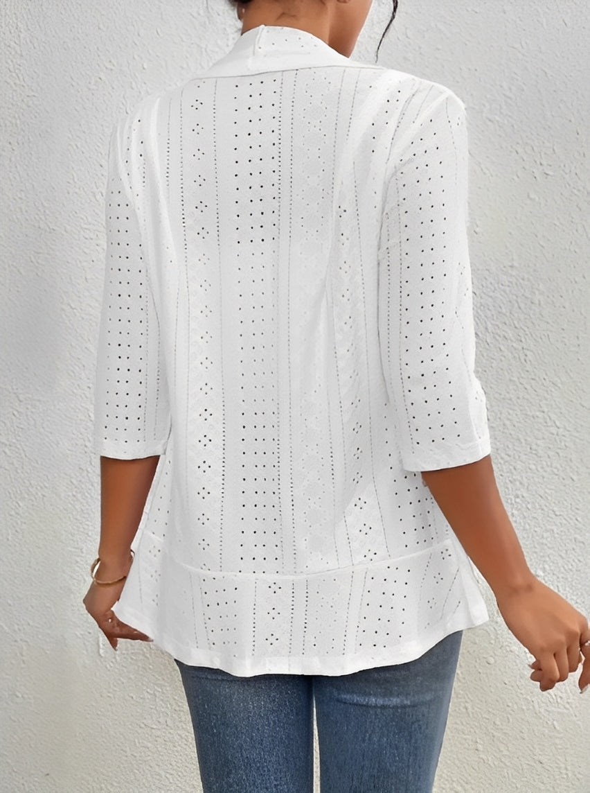 Casaco feminino estiloso para outono, tipo xale. Peça elegante para trabalho e moda feminina versátil.