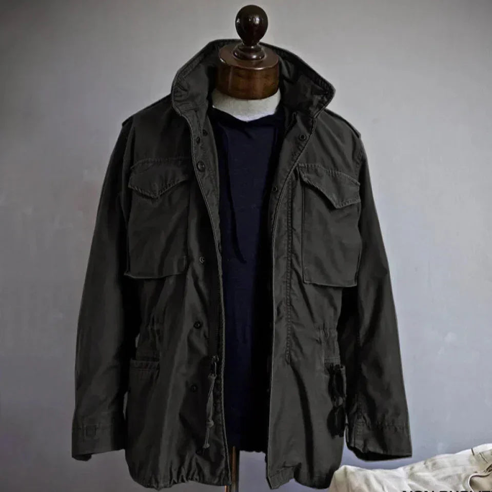 Casaco masculino casual Jaqueta de Campo Luca preto, ideal para primavera e outono, roupa exterior com conforto duradouro.