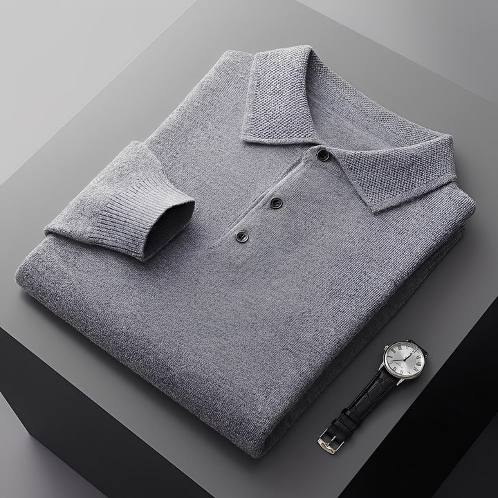 Suéter polo masculino premium para o frio. Oferece máximo conforto e um toque de elegância no inverno.
