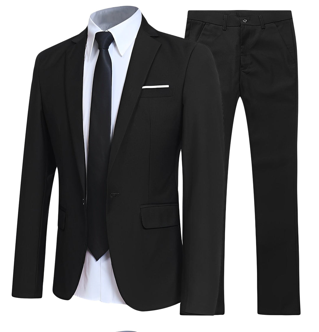 Terno masculino preto de 2 peças. Roupa social para moda homem, perfeita para um look elegante ou casual.