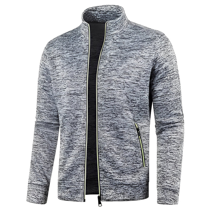 Jaqueta masculina moderna preta, estilo casual com zíper, ideal para o dia a dia e conforto.