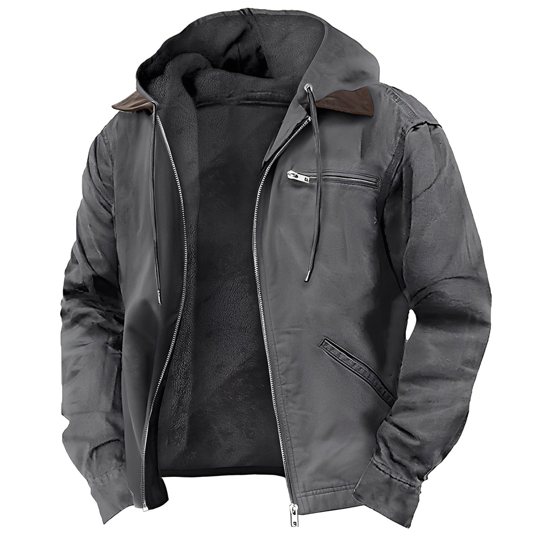 Casaco com capuz masculino, moda casual para o inverno. Agasalho confortável e versátil com bolsos práticos.