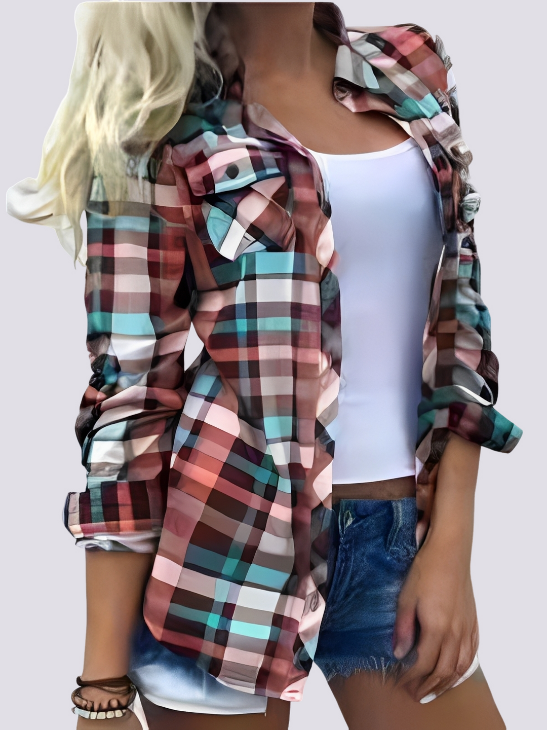 Blusa feminina colorida de manga longa, uma peça casual e vibrante para qualquer ocasião.