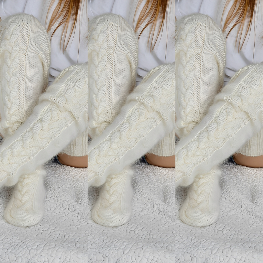 Meias longas femininas para o inverno, acima do joelho, combinam moda, aconchego e conforto.