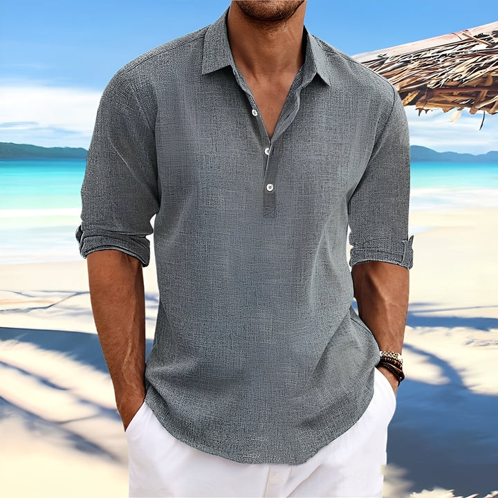 Camisa masculina casual manga comprida para lazer, dia a dia e conforto em qualquer estação, estilo versátil.